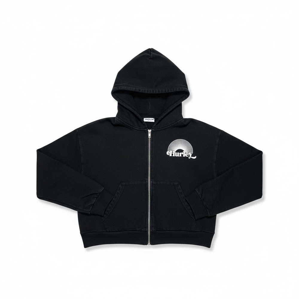 Hurley Black Full-Zip Hoodie with Silver Logo